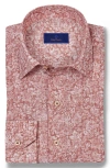 David Donahue Regular Fit Texture Floral Print Linen Sport Shirt In Nantucket