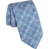 David Donahue Floral Medallion Print Silk Tie In Blue