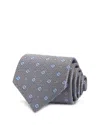 David Donahue Floral Pattern Silk Classic Tie In Gray