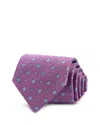 David Donahue Floral Pattern Silk Classic Tie In Purple