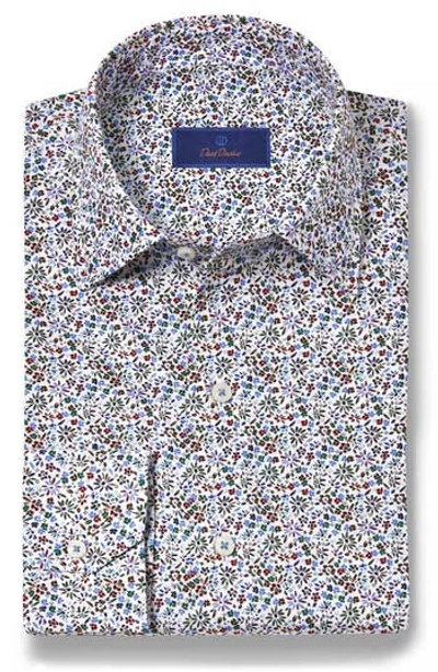 David Donahue Floral Print Cotton Dress Shirt In Multi