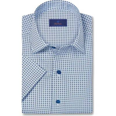 David Donahue Floral Print Lyocell Short Sleeve Shirt In Multi