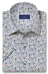 David Donahue Floral Print Short Sleeve Button-up Shirt In Multi