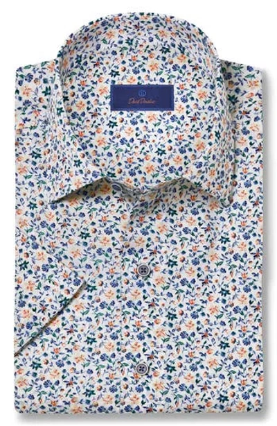 David Donahue Floral Print Short Sleeve Button-up Shirt In Multi