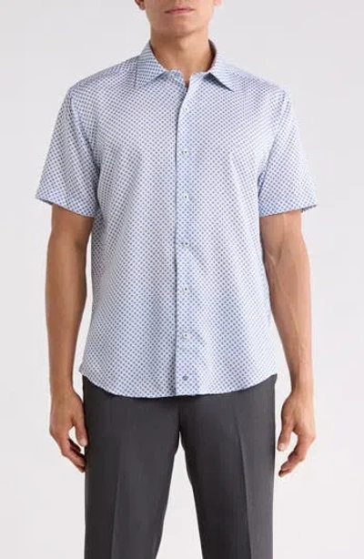 David Donahue Floral Print Short Sleeve Shirt In Multi