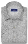 David Donahue Texture Floral Print Linen & Cotton Sport Shirt In Stone
