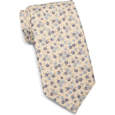 David Donahue Floral Silk Tie In Neutral