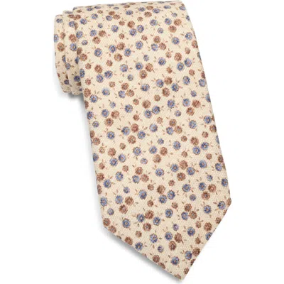 David Donahue Floral Silk Tie In Neutral