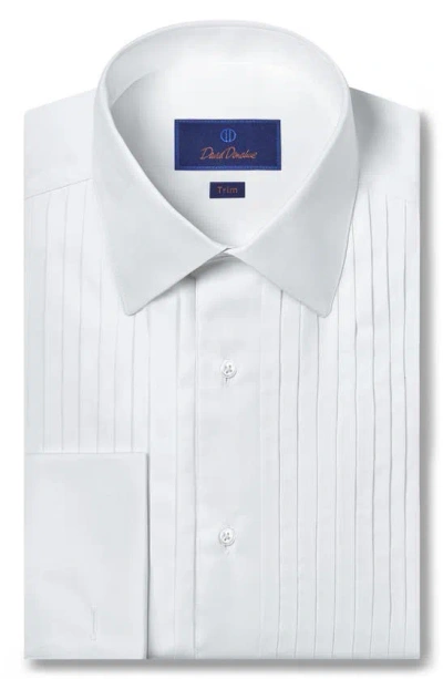 David Donahue Trim Fit 18 Pleated Bib Front Formal Shirt In White