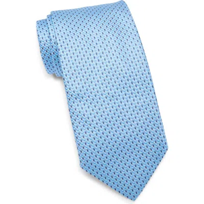 David Donahue Geo Jacquard Silk Tie In Blue
