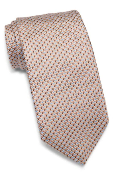 David Donahue Geo Jacquard Silk Tie In Gray