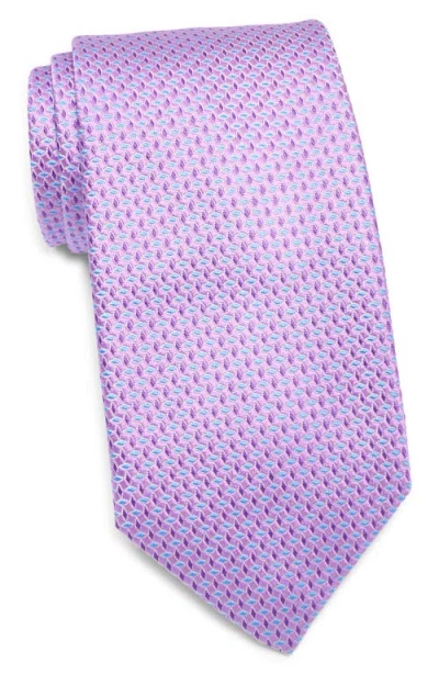 David Donahue Geo Jacquard Silk Tie In Purple