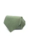 David Donahue Geo Pattern Silk Classic Tie In Green