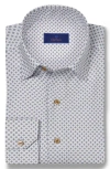 David Donahue Geometric Medallion Pima Cotton Dobby Button-up Shirt In White Sky