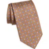 David Donahue Geometric Medallion Print Silk Tie In Cocoa