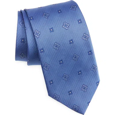 David Donahue Geometric Medallion Silk Tie In Sky