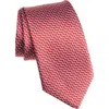 David Donahue Geometric Pattern Silk Jacquard Tie In Red