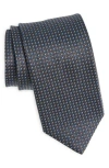 David Donahue Geometric Pattern Silk Tie In Gray