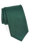 David Donahue Geometric Pattern Silk Tie In Green