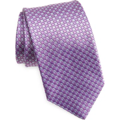 David Donahue Geometric Silk Tie In Purple