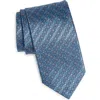 David Donahue Geometric Silk Tie In Blue