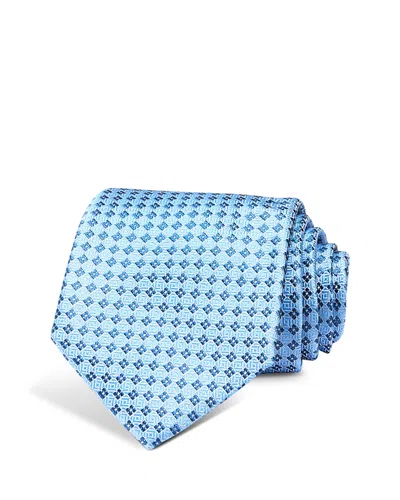 David Donahue Geometric Silk Tie In Blue