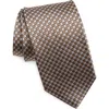 David Donahue Geometric Silk Tie In Cocoa