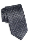 David Donahue Geometric Silk Tie In Gray