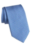 David Donahue Geometric Silk Tie In Navy