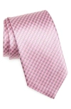 David Donahue Geometric Silk Tie In Pink