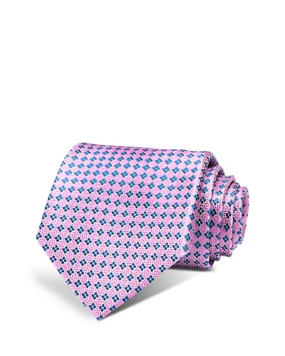 David Donahue Geometric Silk Tie In Pink