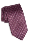 David Donahue Geometric Silk Tie In Purple