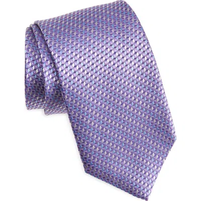 David Donahue Geometric Silk Tie In Purple