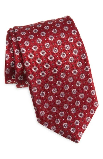 David Donahue Geometric Silk Tie In Red