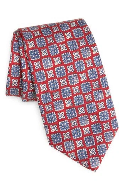 David Donahue Geometric Silk Tie In Multi