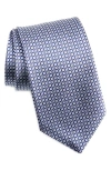 David Donahue Geometric X-long Silk Tie In Navy/ White