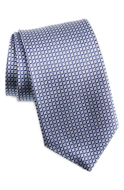 David Donahue Geometric X-long Silk Tie In Navy/ White