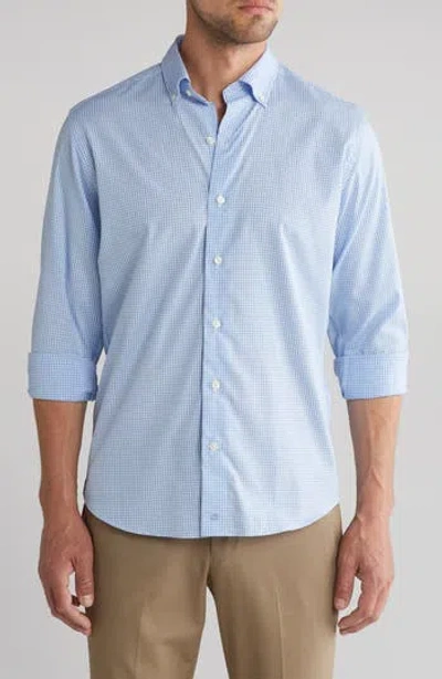 David Donahue Gingham Check Casual Cotton Button-up Shirt In White/blue