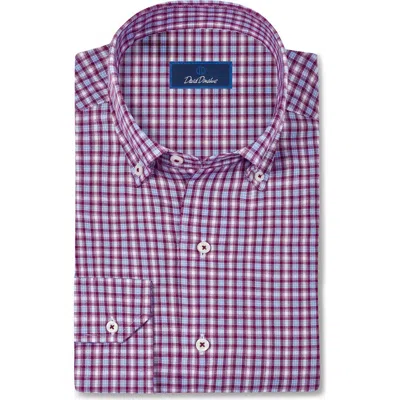 David Donahue Gingham Performance Sport Shirt In Sky/ Merlot