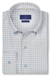 David Donahue Grid Print Performance Sport Shirt In Multi