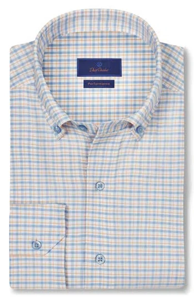 David Donahue Grid Print Performance Sport Shirt In Multi