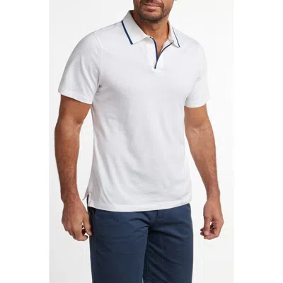 David Donahue Hemingway Cotton & Silk Polo In White