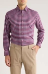 David Donahue Herringbone Check Print Sport Shirt In Purple