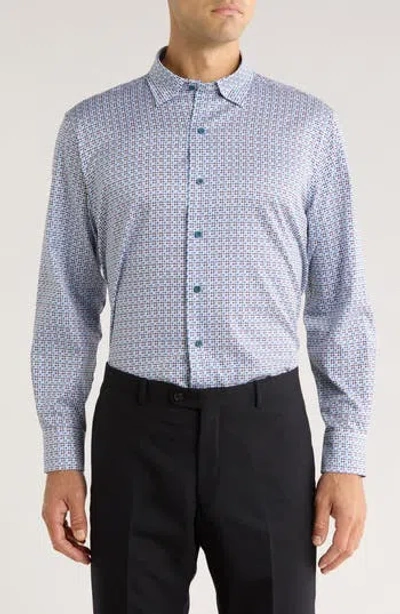 David Donahue Houndstooth Print Sport Shirt In Multi