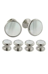 David Donahue Inlay Cuff Link & Stud Set In Silver M.o.p