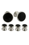 David Donahue Onyx Stud & Cufflinks Set In White Brass/onyx