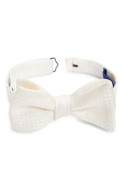 David Donahue Jacquard Silk Bow Tie In White