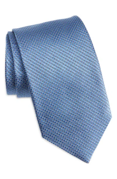David Donahue Jacquard Silk Tie In Blue
