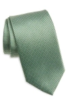 David Donahue Micro Geo Pattern Silk Classic Tie In Green