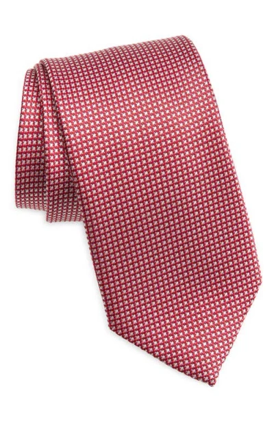 David Donahue Jacquard Silk Tie In Red